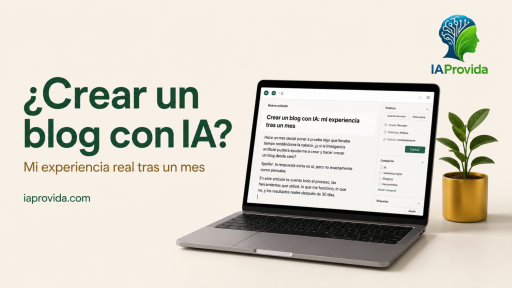 Crear un blog con IA - mi experiencia real tras un mes - IAprovida